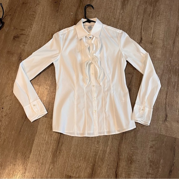 AXEL'S White Size 40/10 Collared Pleated Long Sleeve Button Up Blouse It… - Picture 3 of 10